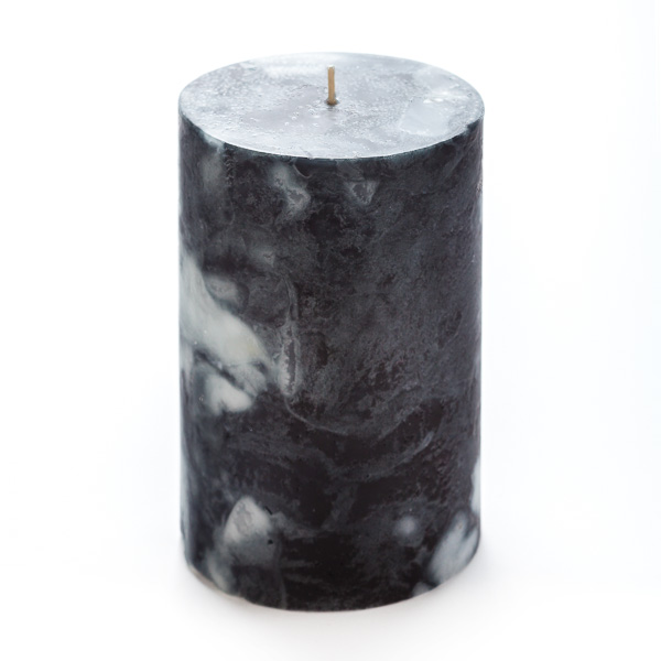4x6 Black Marble Pillar Candle