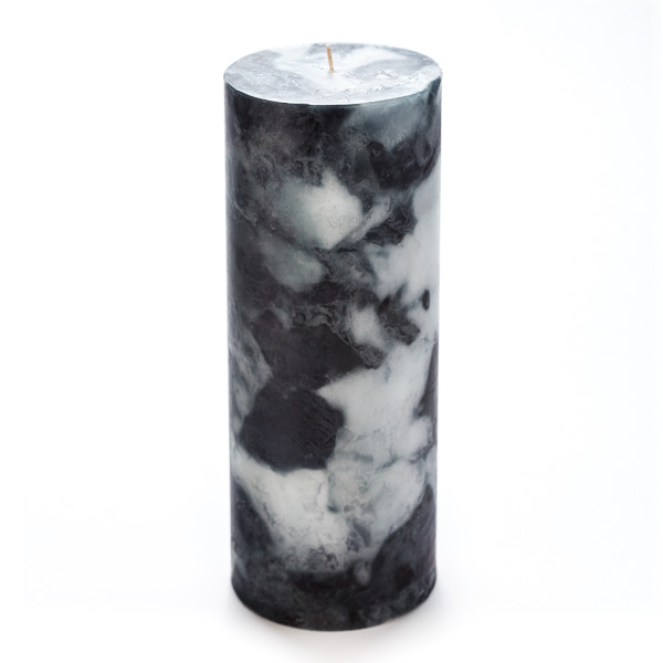 4x10 Black Marble Pillar Candle