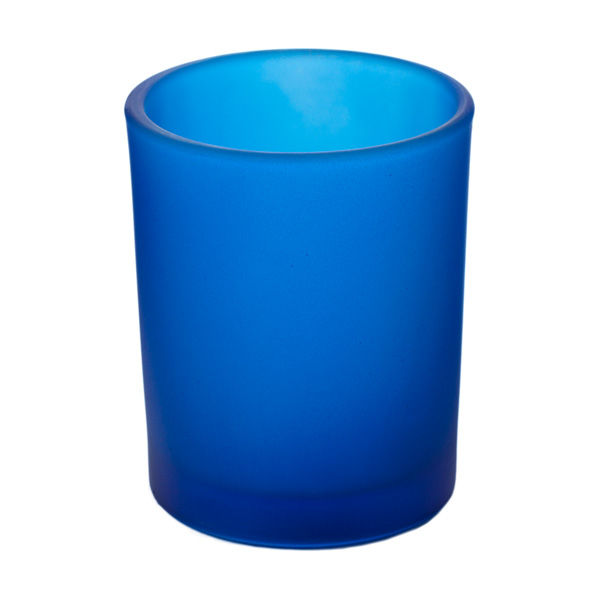 Frosted Dark Blue Glass Votive Cup