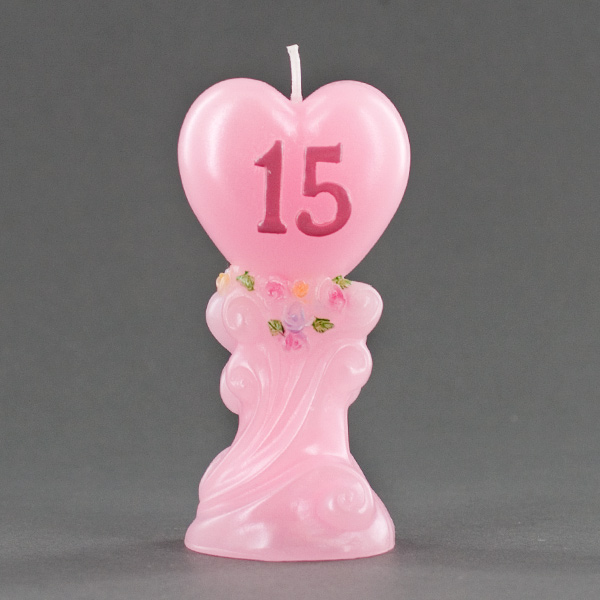 Quinceanera Pink Heart Candle