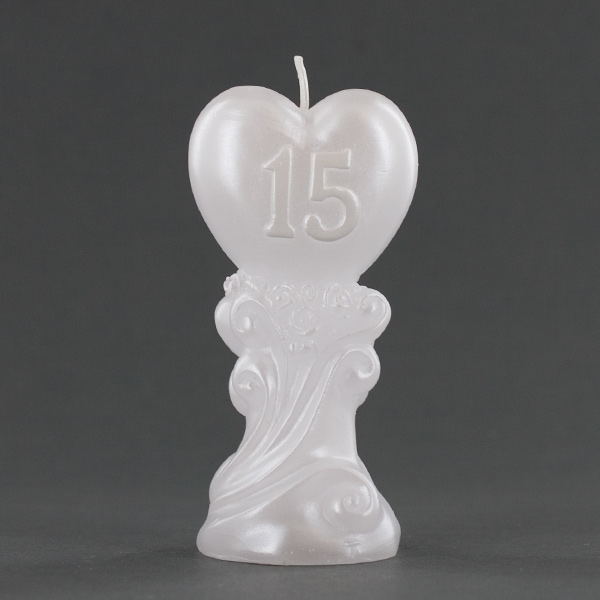 Quinceanera White Heart Candle