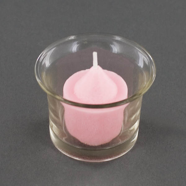 Five Pieces Peach Scented Votive Candle With Glass Holder Pink