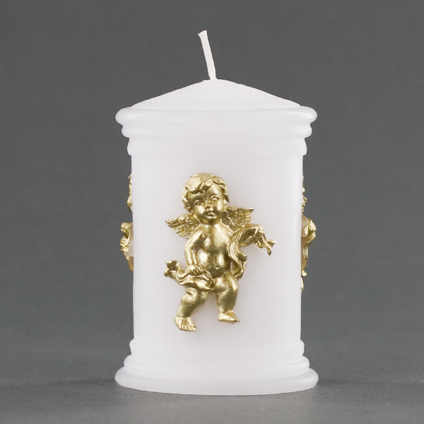 Sculpted Angel on Pillar Candle White Pillar Candle Favor