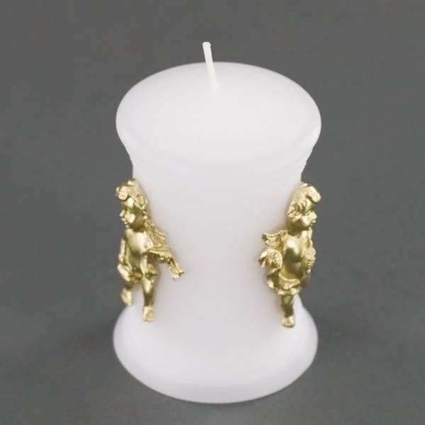 Sculpted Angel on Pillar Candle White Pillar Candle Favor