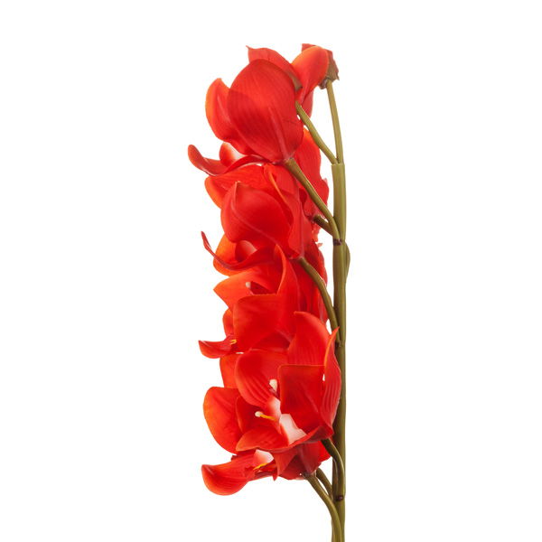 Artificial Cymbidium Spray Orchid Red Orange White