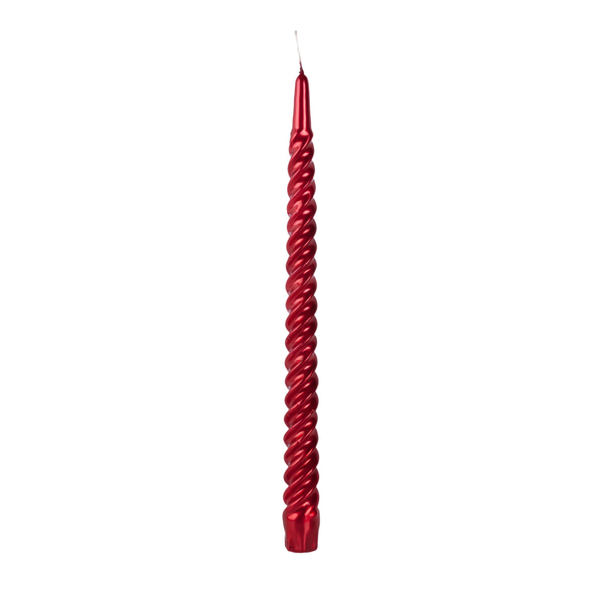 12 Inch Metallic Red Twist Swirl Taper Candle