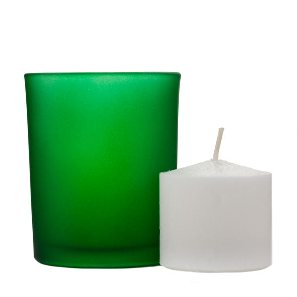 Votive in Frosted Green Glass
