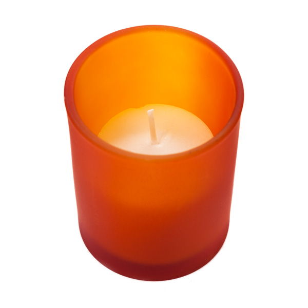 Votive in Frosted Orange Glass