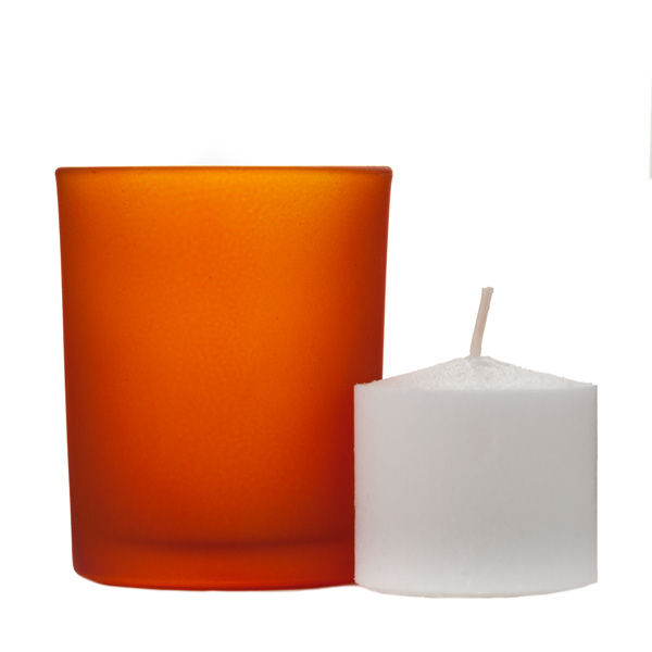 Votive in Frosted Orange Glass