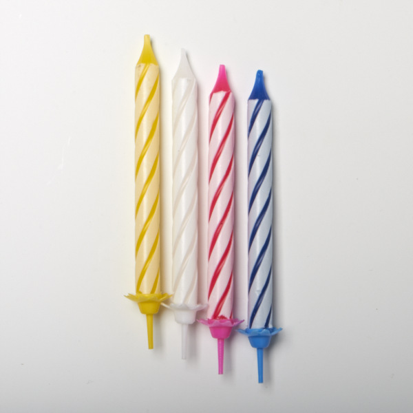 12 Birthday Candles And Holders Wax Assorted Colored Candles