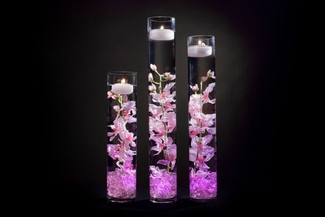 Pink Floral Centerpieces with LED Lights
