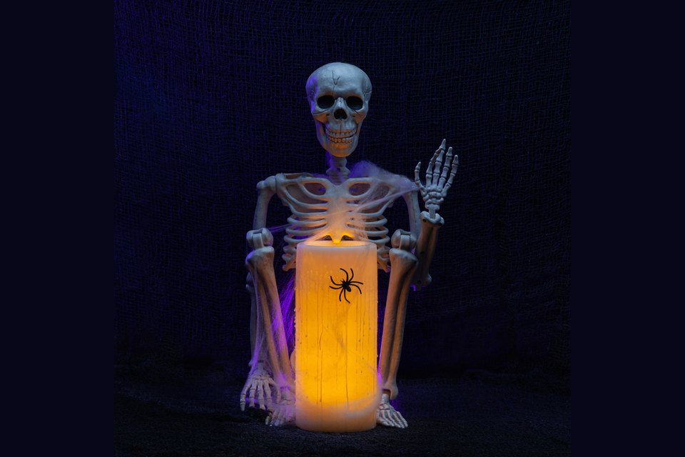Fun Halloween Decor - Skeleton with G5 Pillar