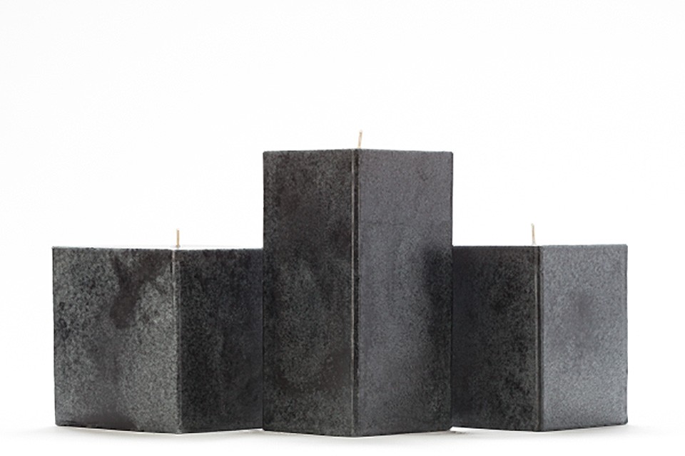 Black Mottled Square Pillar Candles