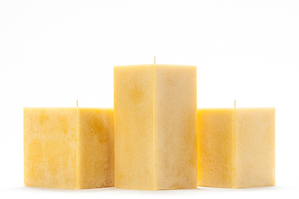 Yellow Mottled Square Pillar Candles