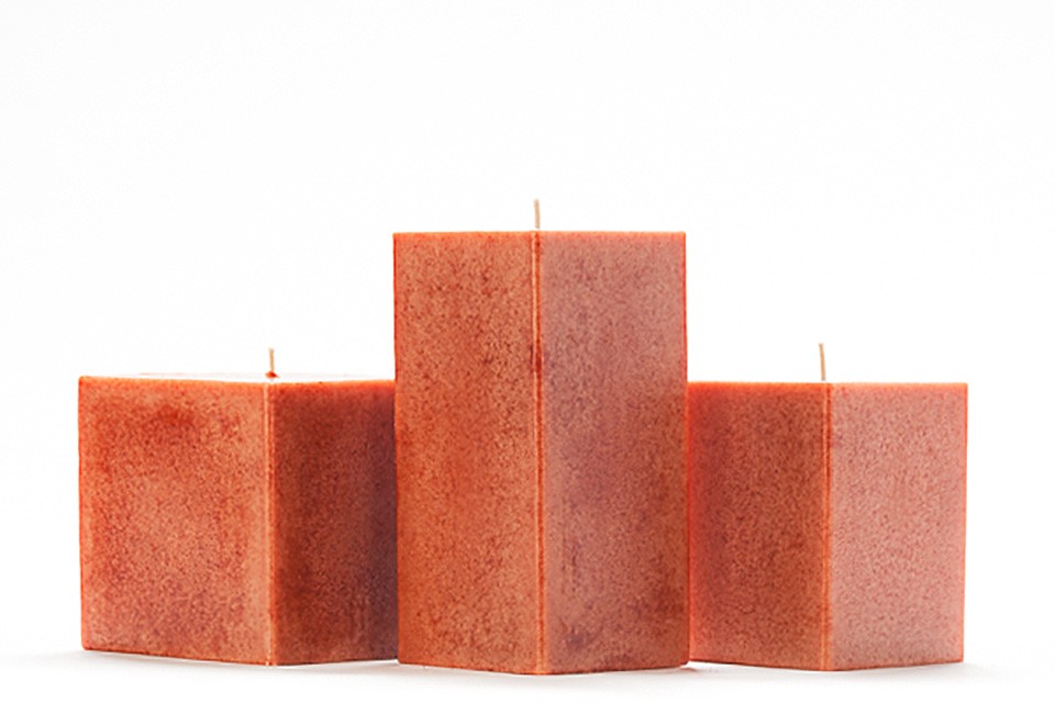 Orange Mottled Square Pillar Candles