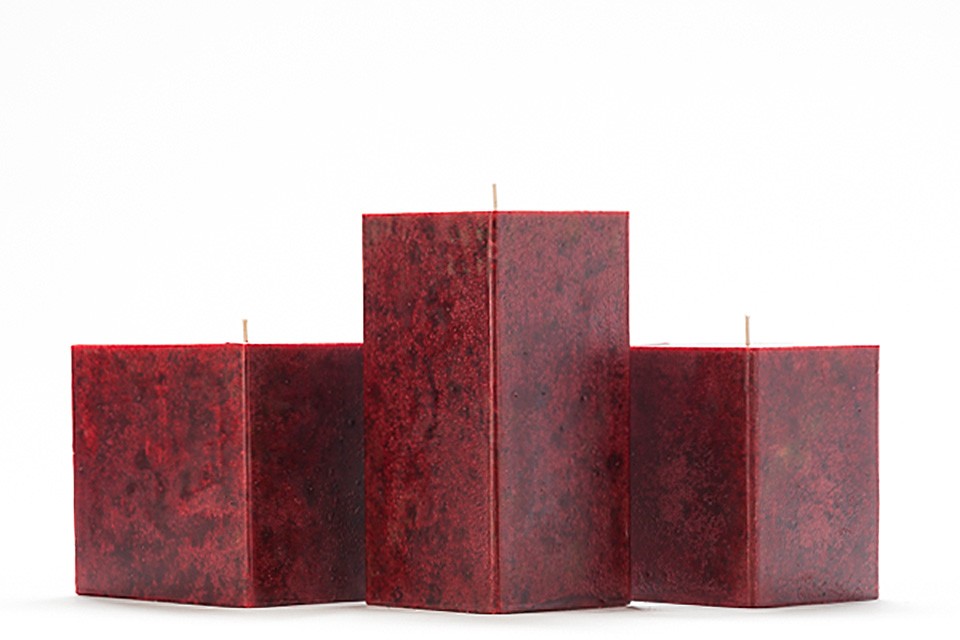 Red Mottled Square Pillar Candles