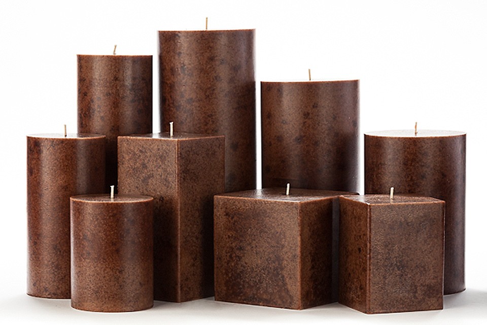 Brown Mottled Pillar Candles