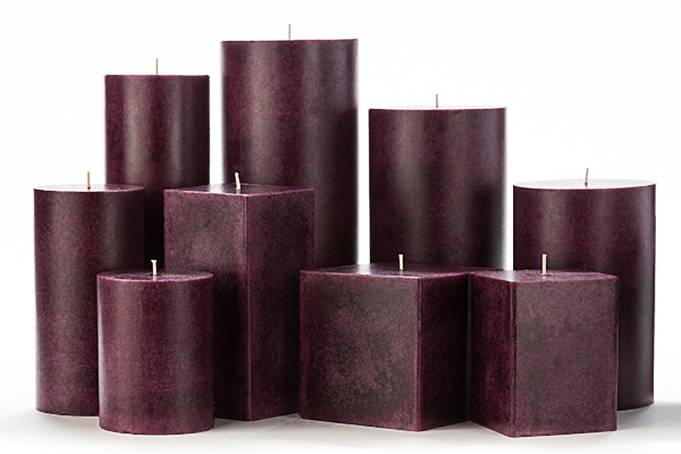 Purple Mottled Pillar Candles