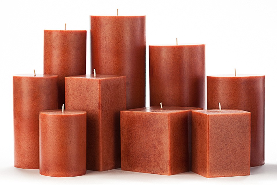 Orange Mottled Pillar Candles