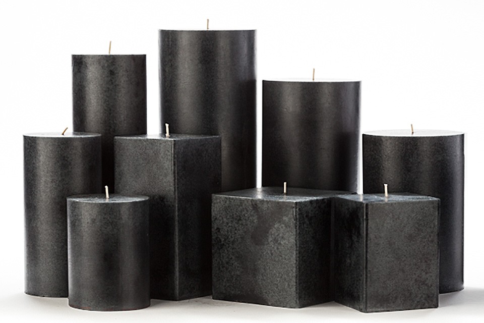 Black Mottled Pillar Candles