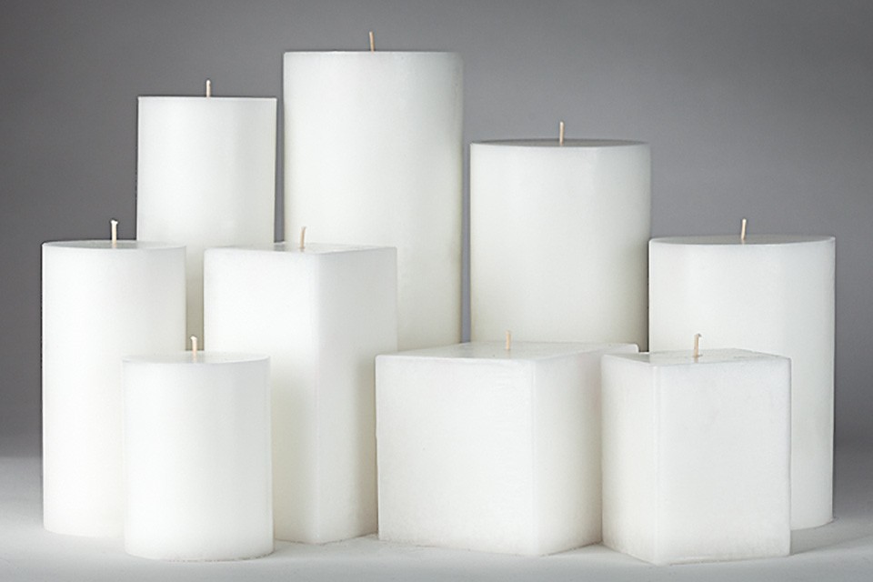 White Mottled Pillar Candles