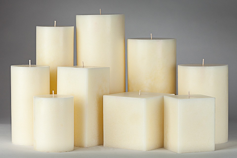 Ivory Mottled Pillar Candles