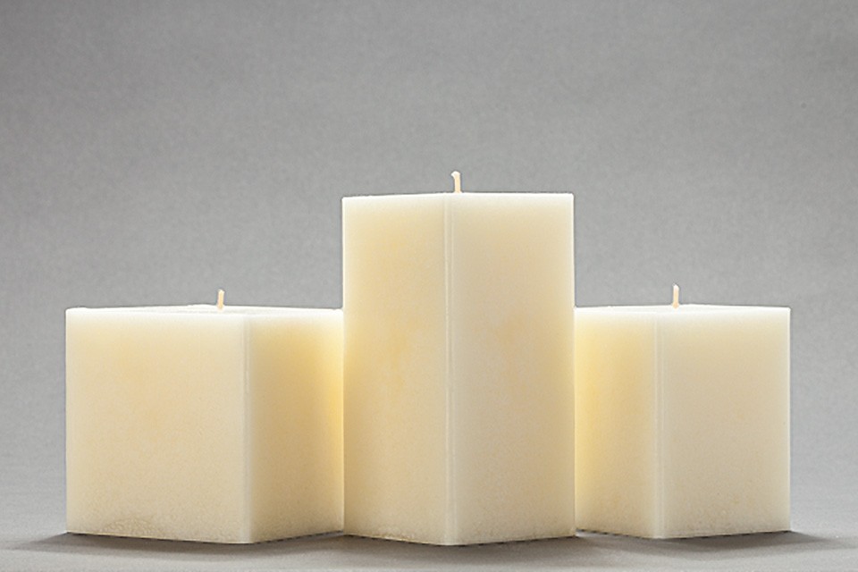 Ivory Mottled Square Pillar Candles