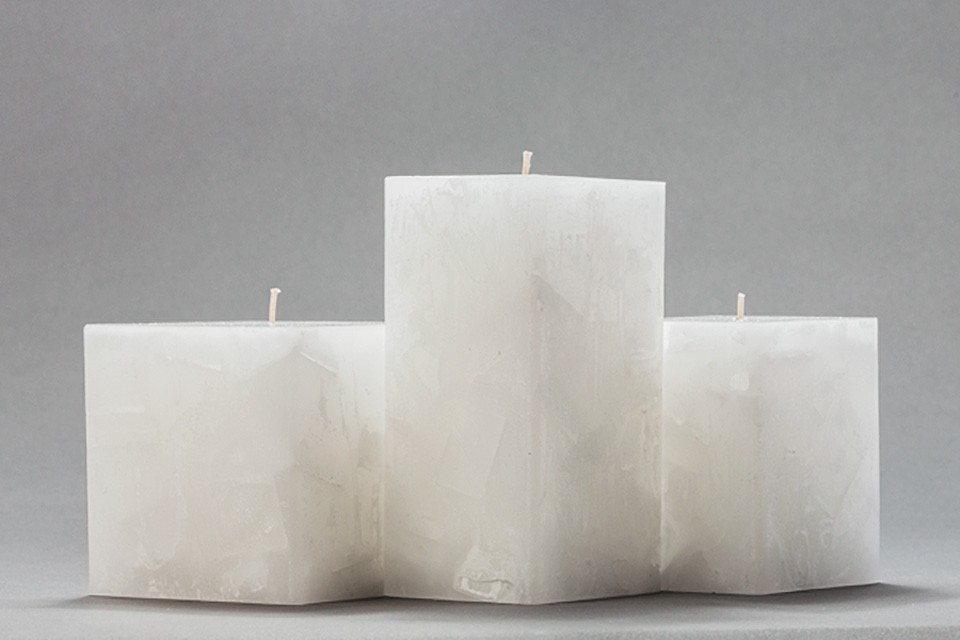 White Chunky Square Pillar Candles