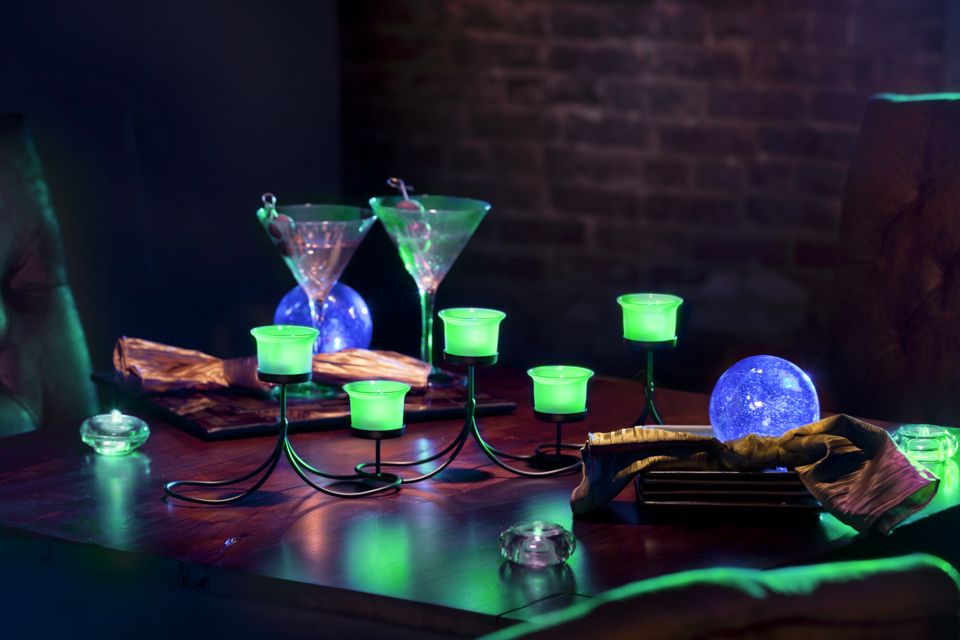 Candelabra Centerpiece with Green LED Lights