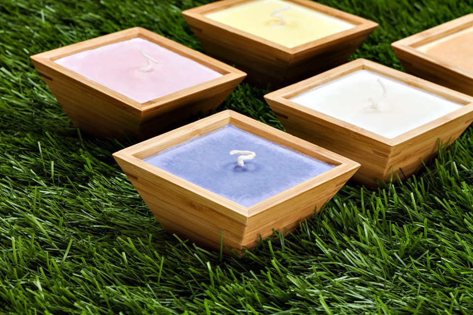 Bamboo Square Candle Bowls