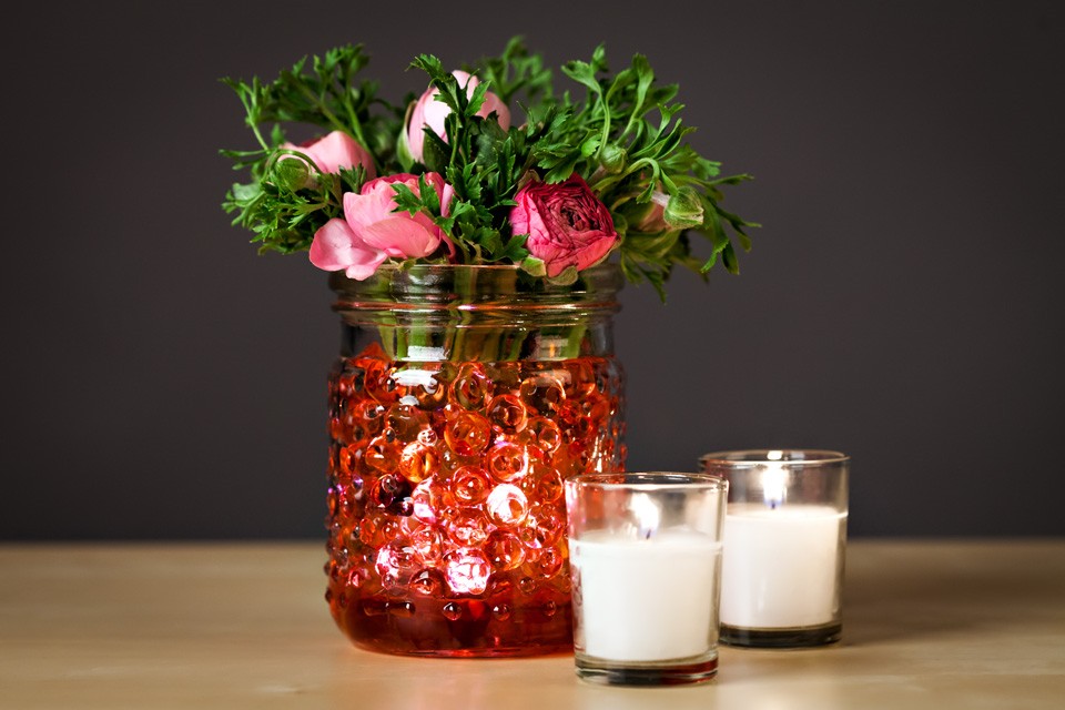 DIY Centerpiece with Flowers and Candles