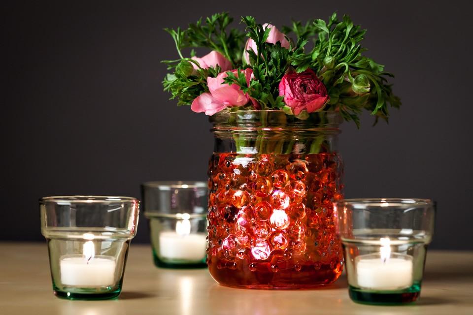 DIY Centerpiece with Flowers and Candles