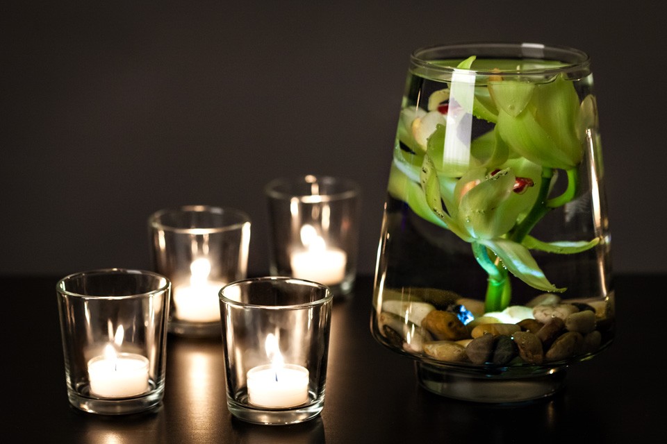 DIY Floral Centerpiece with Candles