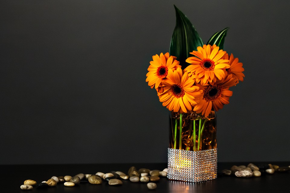 DIY Diamond Wrap Centerpiece with Flowers