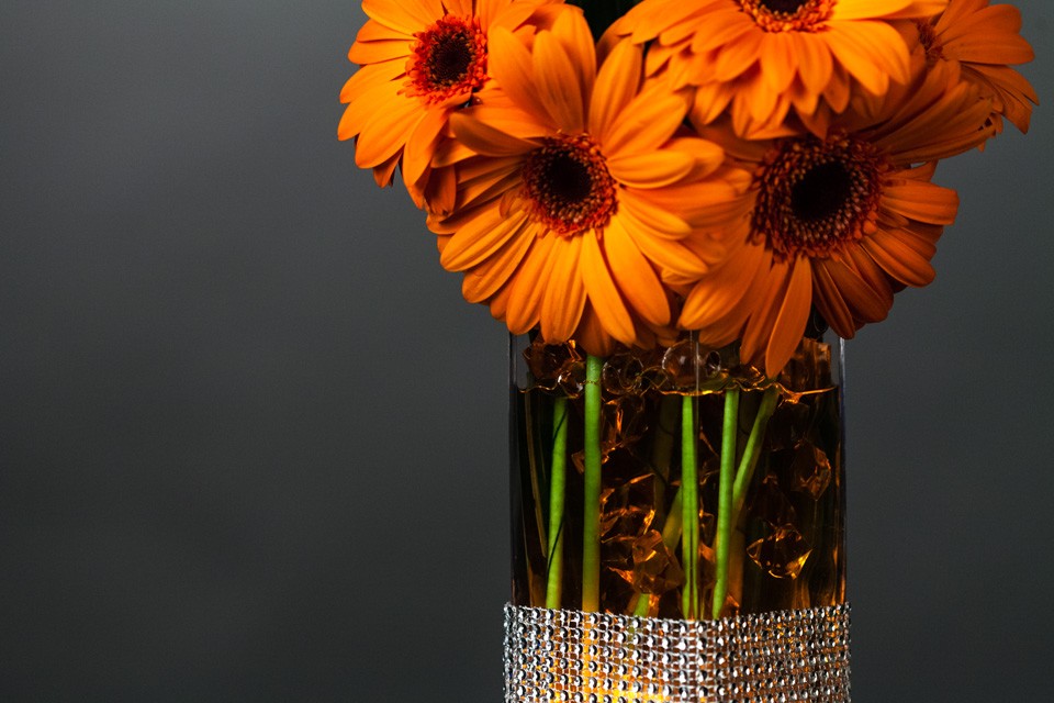 DIY Diamond Wrap Centerpiece with Flowers