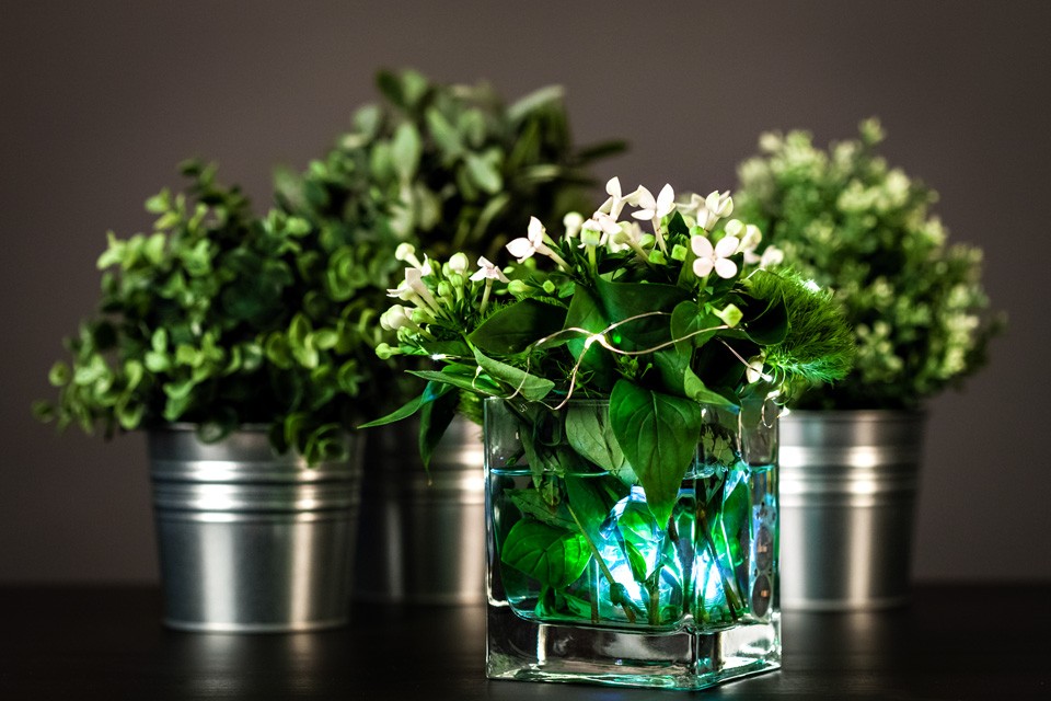 DIY Floral Centerpiece with LED Lights