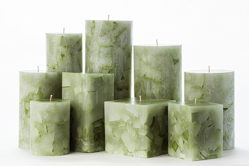 Green Chunky Pillar Candles