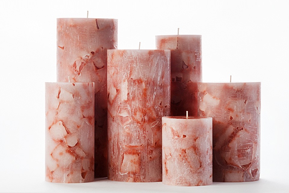 Orange Chunky Pillar Candles