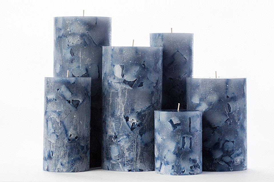 Blue Chunky Pillar Candles