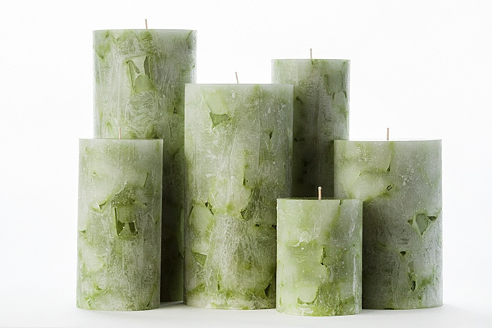 Green Chunky Pillar Candles