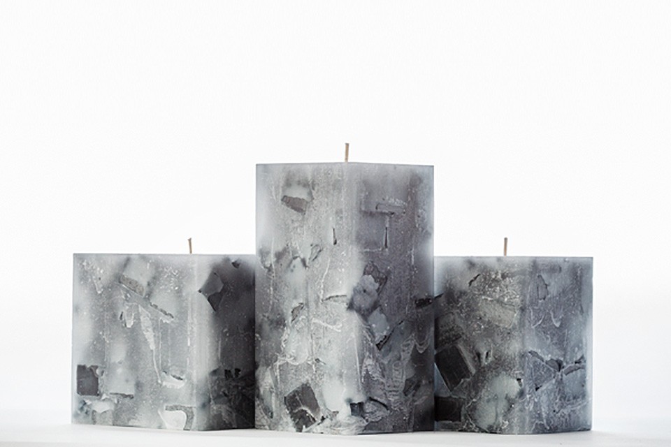 Square Black Chunky Pillar Candles