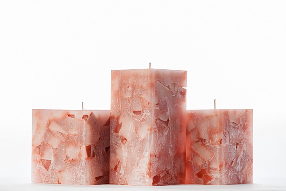 Square Orange Chunky Pillar Candles