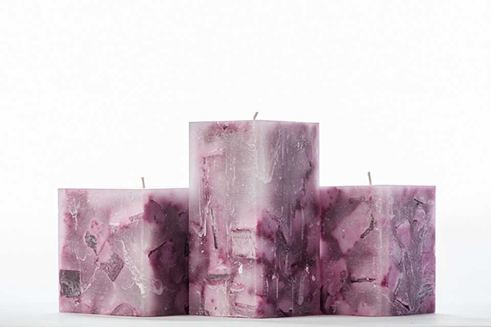 Square Purple Chunky Pillar Candles