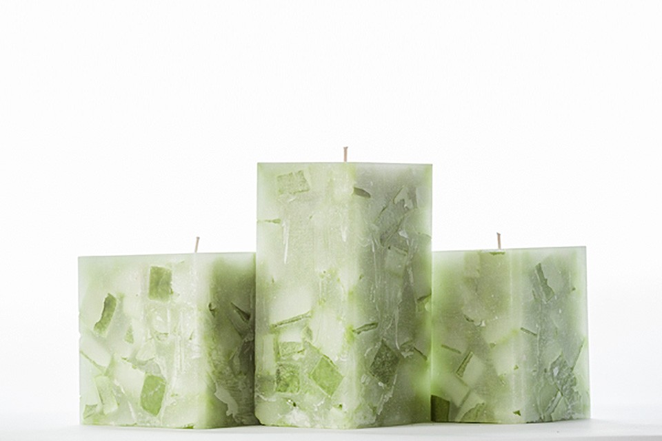 Square Green Chunky Pillar Candles