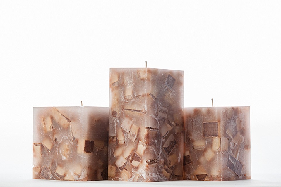 Square Brown Chunky Pillar Candles