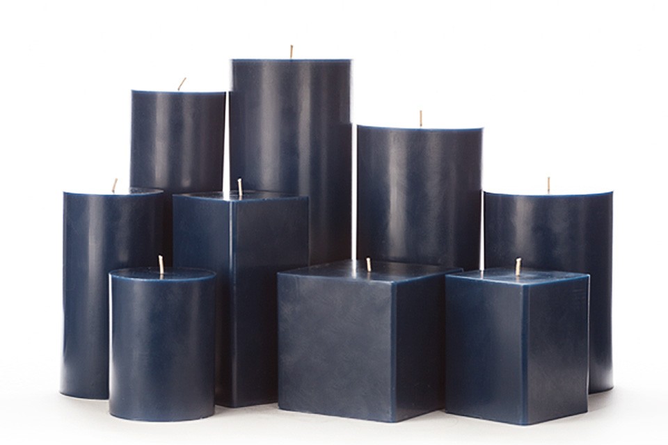 Large Blue Pillar Candles