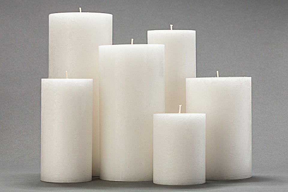 Frosted White Pillar Candles