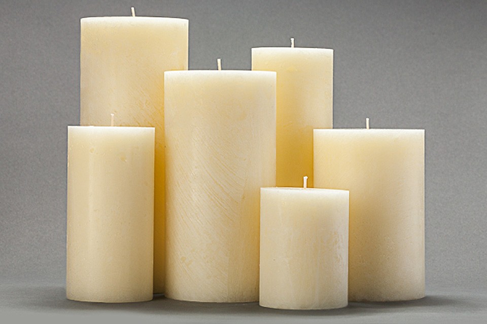 Frosted Ivory Pillar Candles