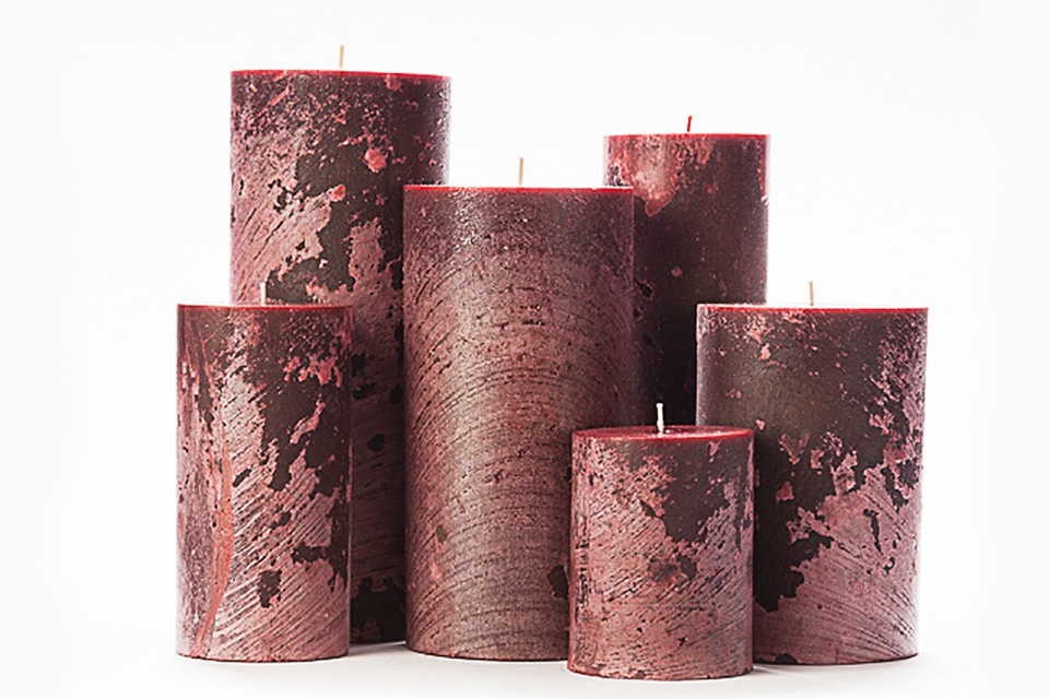 Frosted Red Pillar Candles