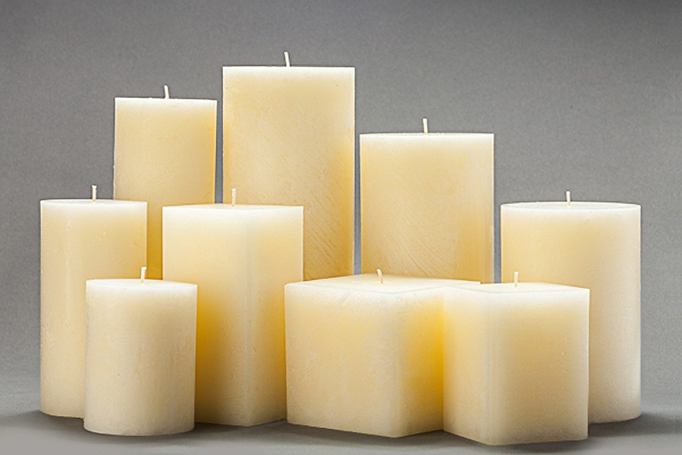 Ivory Frosted Pillar Candles